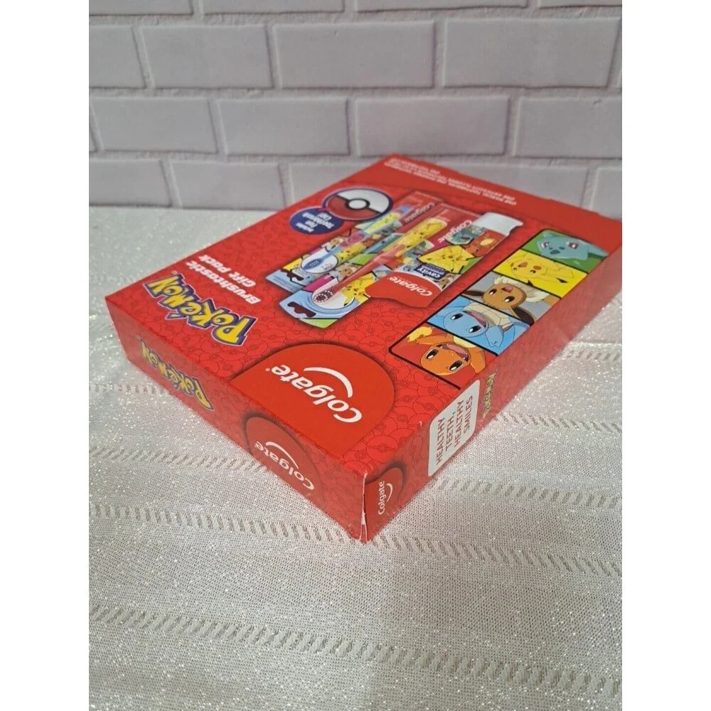NIB Colgate Pokemon Brushtastic Gift Set Pack 2 Toothbrush and 4.6 oz Toothpaste